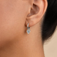 Sterling Silver Eugenia Heart Cut CZ Dangle Micro Hoops