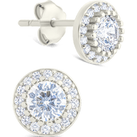 Sterling Silver Round Cut Brilliant Halo Studs