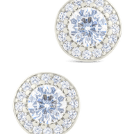 Sterling Silver Round Cut Brilliant Halo Studs