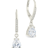 Sterling Silver Angelica Pear Cut CZ French Clip Earrings