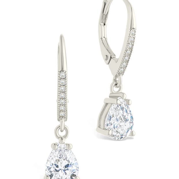 Sterling Silver Angelica Pear Cut CZ French Clip Earrings