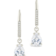 Sterling Silver Angelica Pear Cut CZ French Clip Earrings