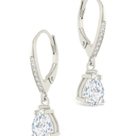 Sterling Silver Angelica Pear Cut CZ French Clip Earrings