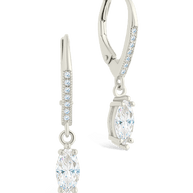 Sterling Silver Allegra Marquise Cut CZ French Clip Earrings