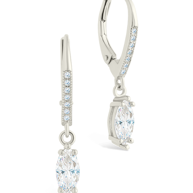 Sterling Silver Allegra Marquise Cut CZ French Clip Earrings