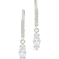 Sterling Silver Allegra Marquise Cut CZ French Clip Earrings