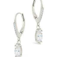 Sterling Silver Allegra Marquise Cut CZ French Clip Earrings