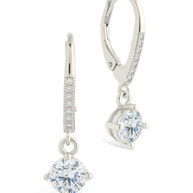 Sterling Silver Matilda Brilliant Cut CZ French Clip Earrings