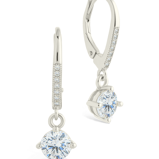 Sterling Silver Matilda Brilliant Cut CZ French Clip Earrings