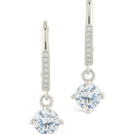 Sterling Silver Matilda Brilliant Cut CZ French Clip Earrings