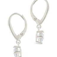 Sterling Silver Matilda Brilliant Cut CZ French Clip Earrings