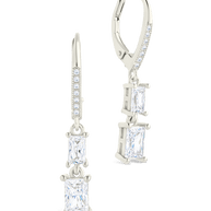 Sterling Silver Eulalia Emerald Cut CZ French Clip Earrings