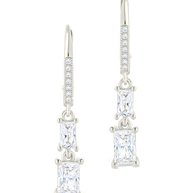 Sterling Silver Eulalia Emerald Cut CZ French Clip Earrings