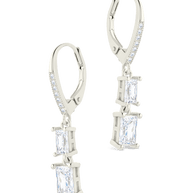 Sterling Silver Eulalia Emerald Cut CZ French Clip Earrings