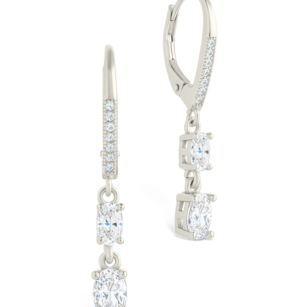 Sterling Silver Liesel Oval Cut CZ French Clip Earrings
