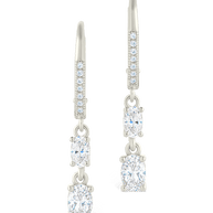 Sterling Silver Liesel Oval Cut CZ French Clip Earrings