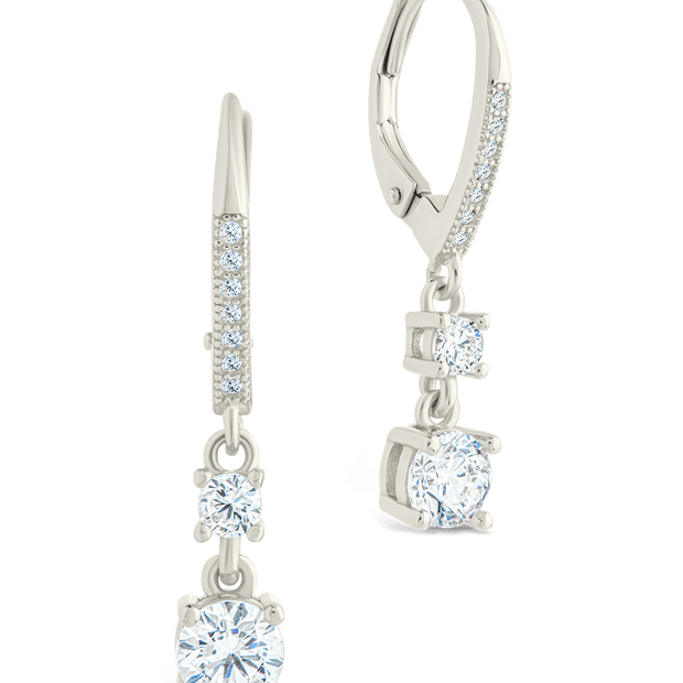 Sterling Silver Magdalena Brilliant Cut CZ French Clip Earrings