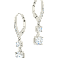 Sterling Silver Magdalena Brilliant Cut CZ French Clip Earrings