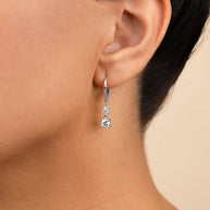 Sterling Silver Magdalena Brilliant Cut CZ French Clip Earrings