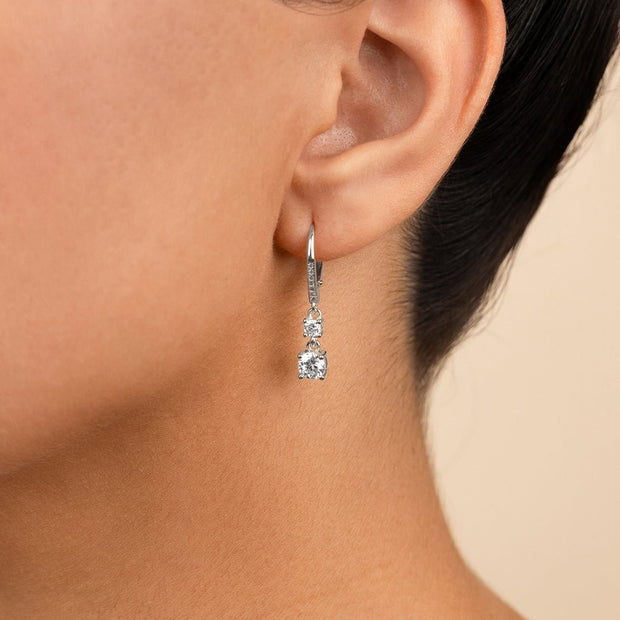 Sterling Silver Magdalena Brilliant Cut CZ French Clip Earrings