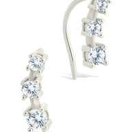 Sterling Silver Round Cut Mini Ear Crawlers