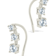 Sterling Silver Round Cut Mini Ear Crawlers