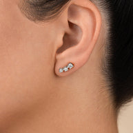 Sterling Silver Round Cut Mini Ear Crawlers