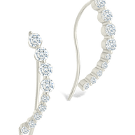 Sterling Silver Brilliant Round CZ Crawlers