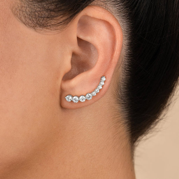 Sterling Silver Brilliant Round CZ Crawlers