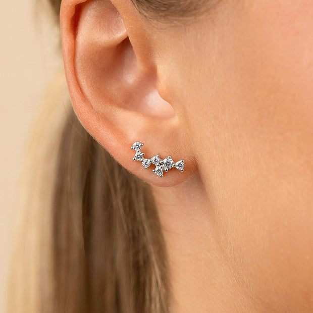 Sterling Silver Round Cut Cluster CZ Crawlers