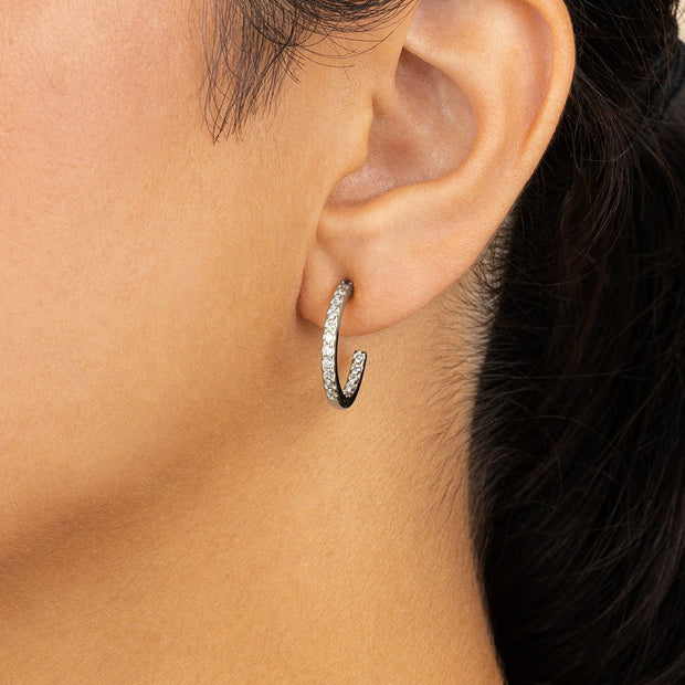 Sterling Silver Thin Bezel Statement Hoops