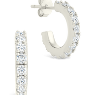Sterling Silver Eleri CZ Tube Hoops