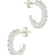 Sterling Silver Eleri CZ Tube Hoops
