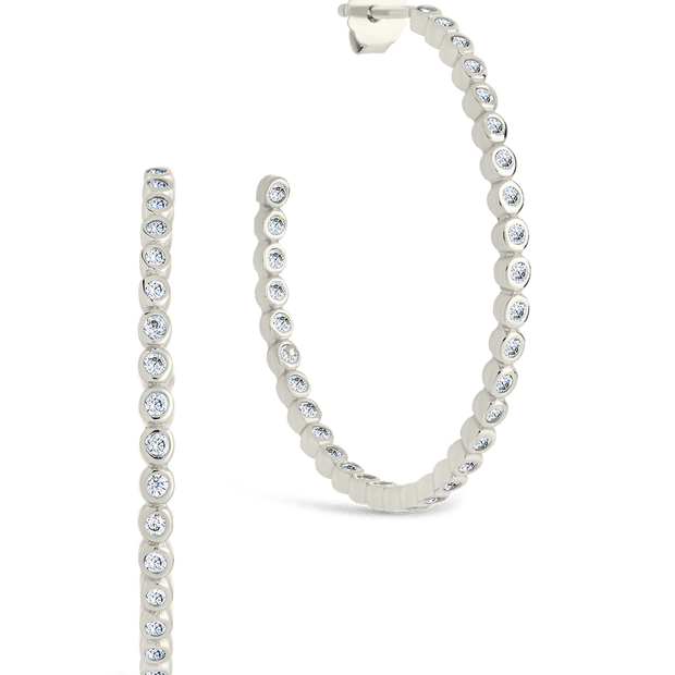 Sterling Silver Bezel Statement Bubble Hoops