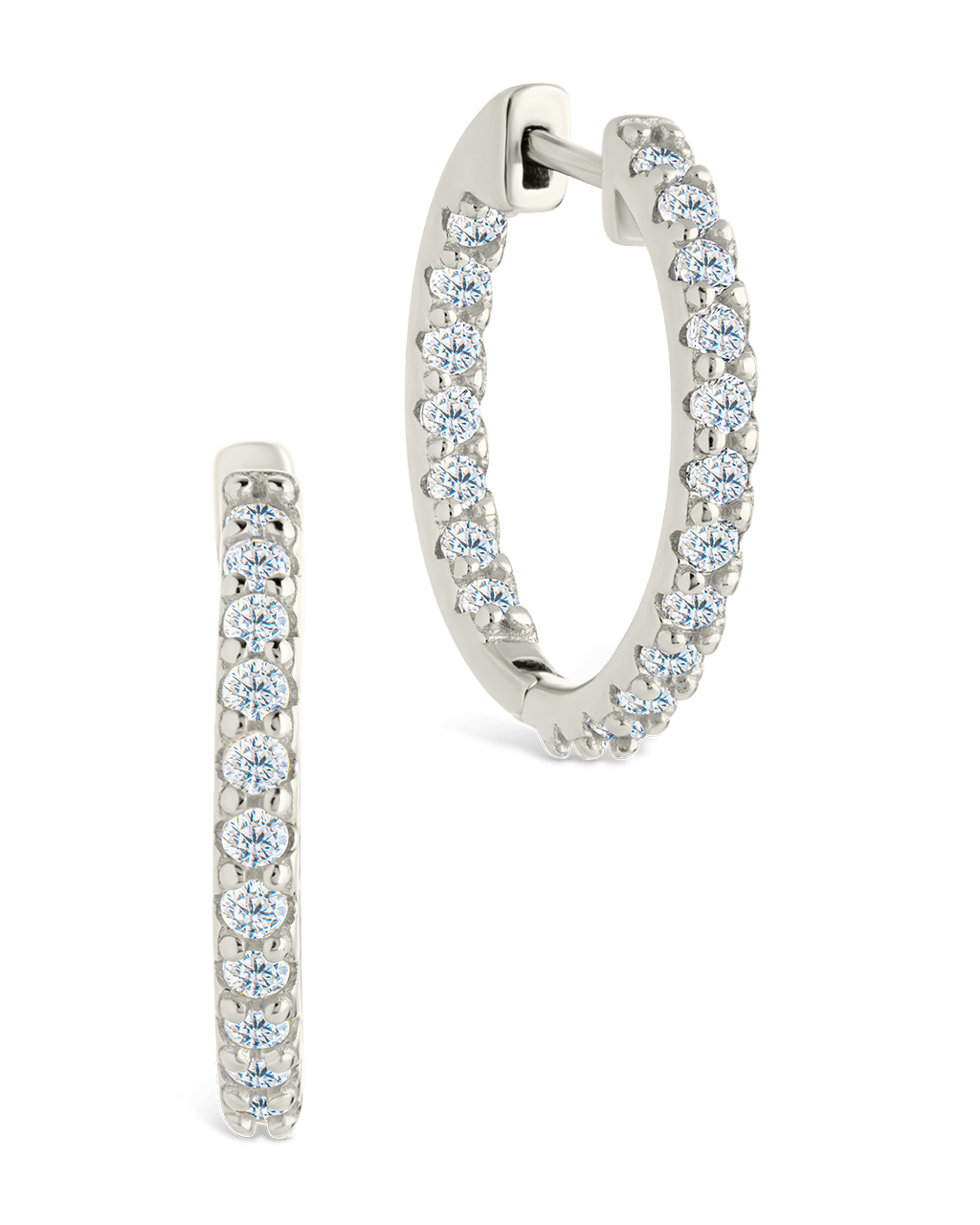 Sterling Silver Constance CZ Studded Statement Hoops