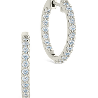 Sterling Silver Constance CZ Studded Statement Hoops