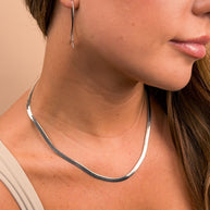 Delicate Threader Hoop Earrings & Herringbone Chain Necklace Set