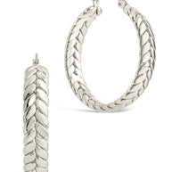 Double Row Herringbone Statement Hoop Earrings