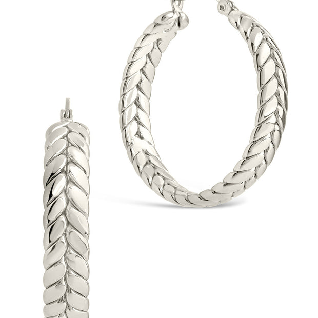 Double Row Herringbone Statement Hoop Earrings