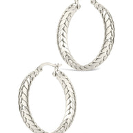 Double Row Herringbone Statement Hoop Earrings