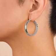 Double Row Herringbone Statement Hoop Earrings