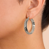 Double Row Herringbone Statement Hoop Earrings