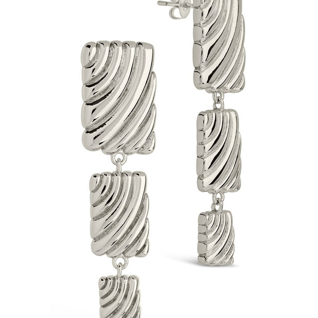 Haydée Triple Textured Drop Stud Earrings