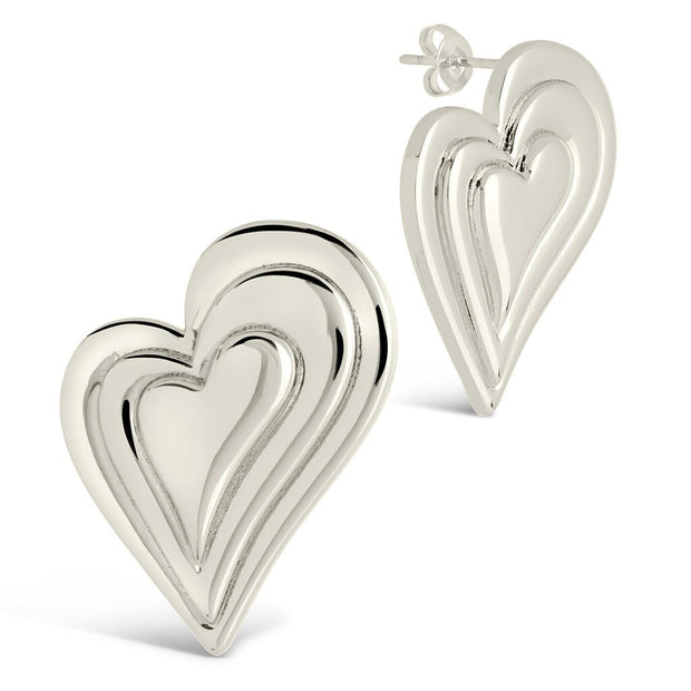 Beating Heart Statement Stud Earrings