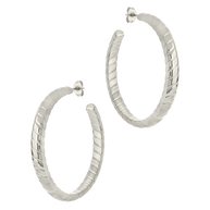 Everly Flat Herringbone Chain Hoop Earrings
