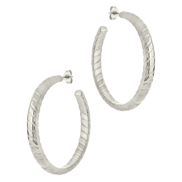 Everly Flat Herringbone Chain Hoop Earrings