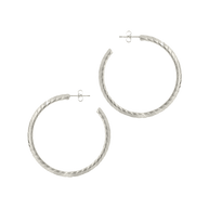 Everly Flat Herringbone Chain Hoop Earrings