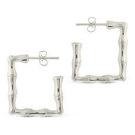 Bamboo Rectangular Hoop Earrings