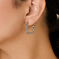Bamboo Rectangular Hoop Earrings