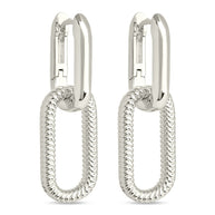 Sable CZ Chain Link Drop Stud Earrings
